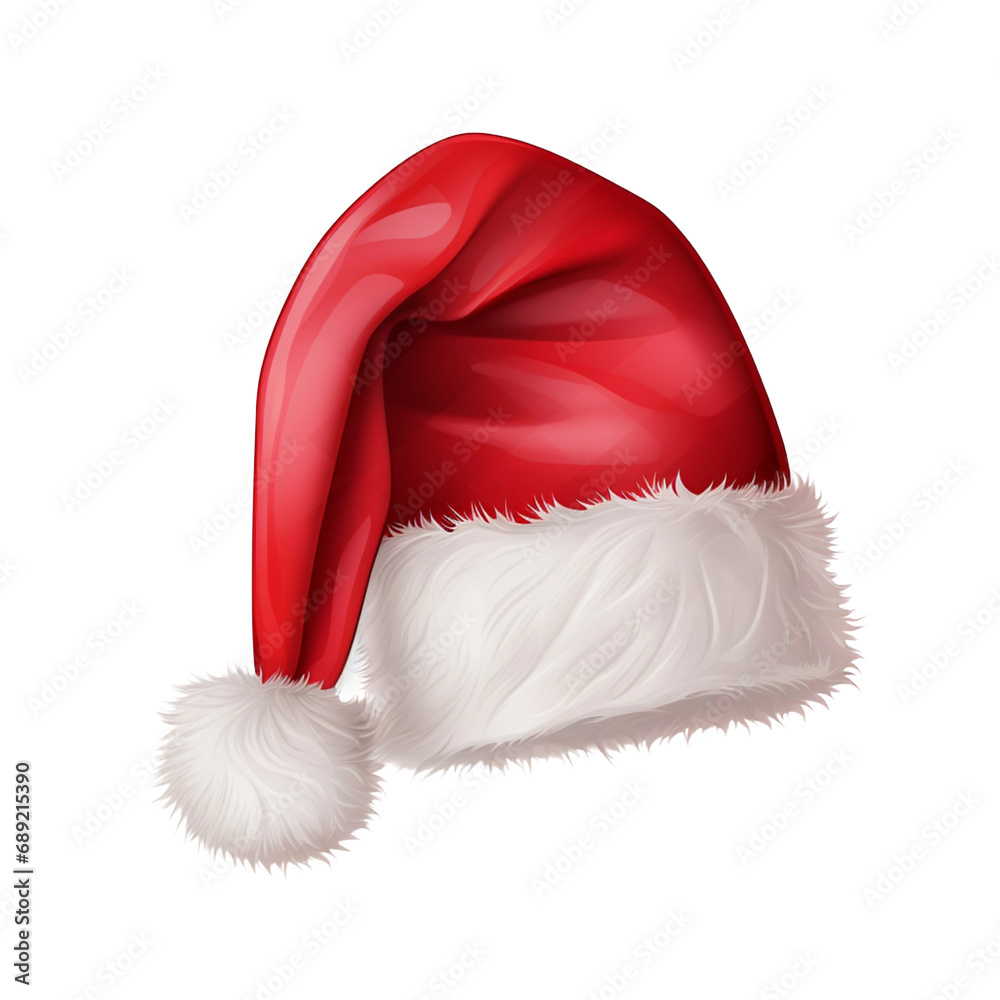 santa hat on a transparent background, isolated, pop art, wearing santa