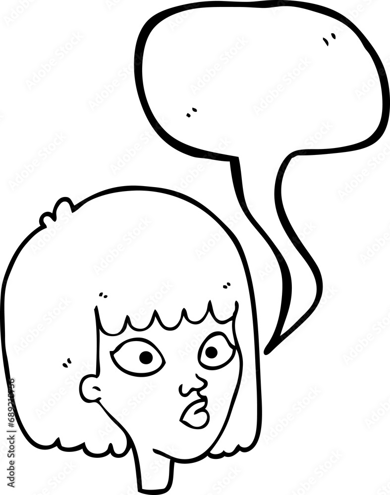 freehand drawn speech bubble cartoon female face freehand drawn speech bubble cartoon female face