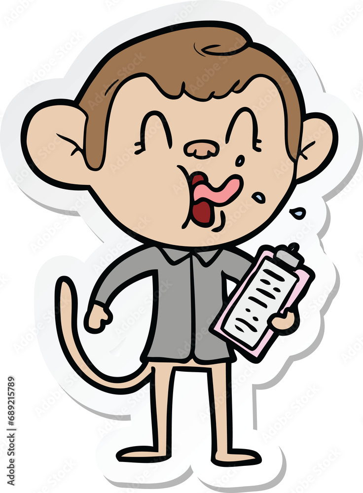 sticker of a crazy cartoon monkey manager