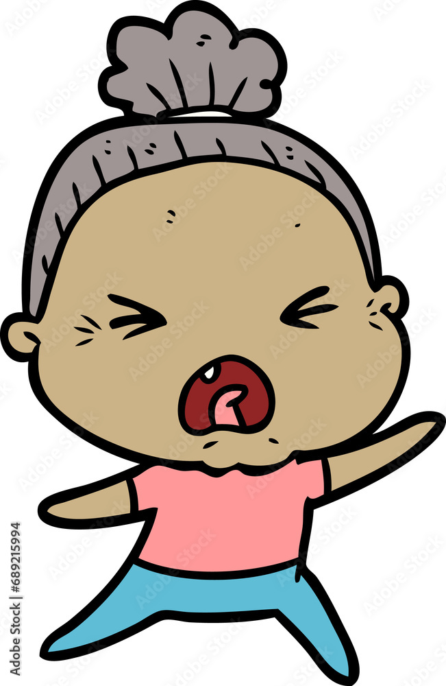 Obraz premium cartoon angry old woman