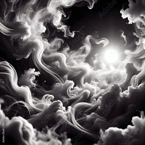 white smoke against a black background