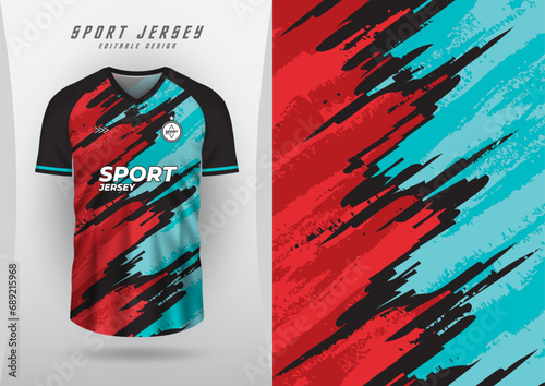 Background, sublimation style, outdoor sports, jersey, football, futsal, running, racing, exercise, brush pattern, half red and blue