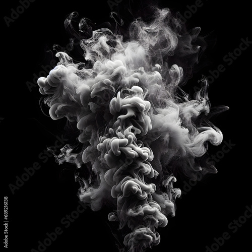 white smoke against a black background