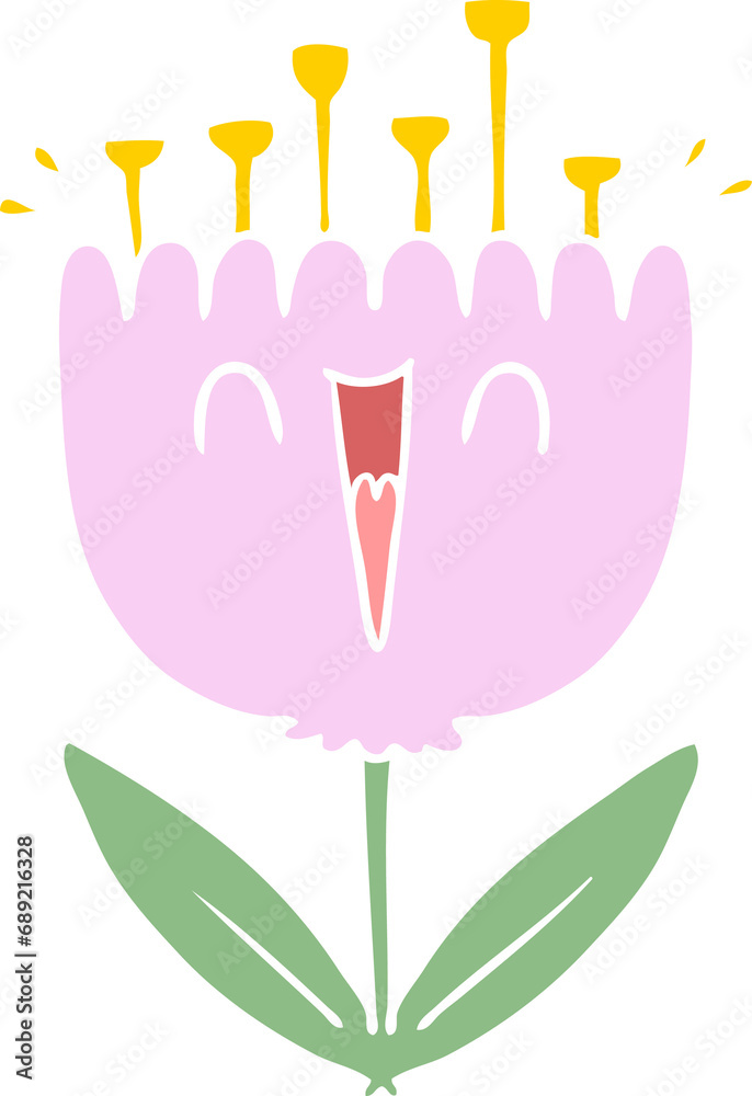flat color style cartoon happy flower