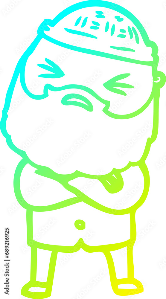 Obraz premium cold gradient line drawing of a cartoon man with beard