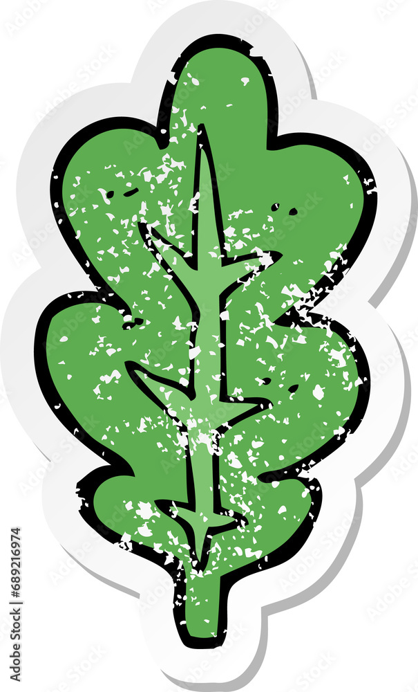 retro distressed sticker of a cartoon leaf symbol retro distressed sticker of a cartoon leaf symbol
