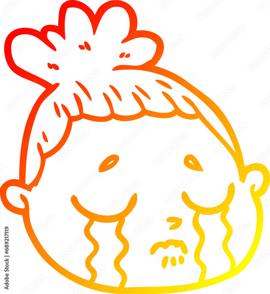 warm gradient line drawing of a cartoon female face warm gradient line drawing of a cartoon female face