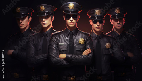 several handsome male manly policemen