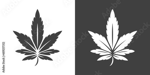 Cannabis Leave Icon. Hemp, Cannabis Leaf Silhouette, Flat Icon Closeup Isolated. Growing Medical Marijuana. Vector Illustration