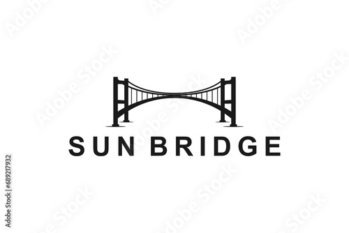Suspension bridge logo silhouette simple minimalist design.
