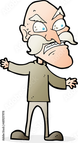 cartoon angry old man