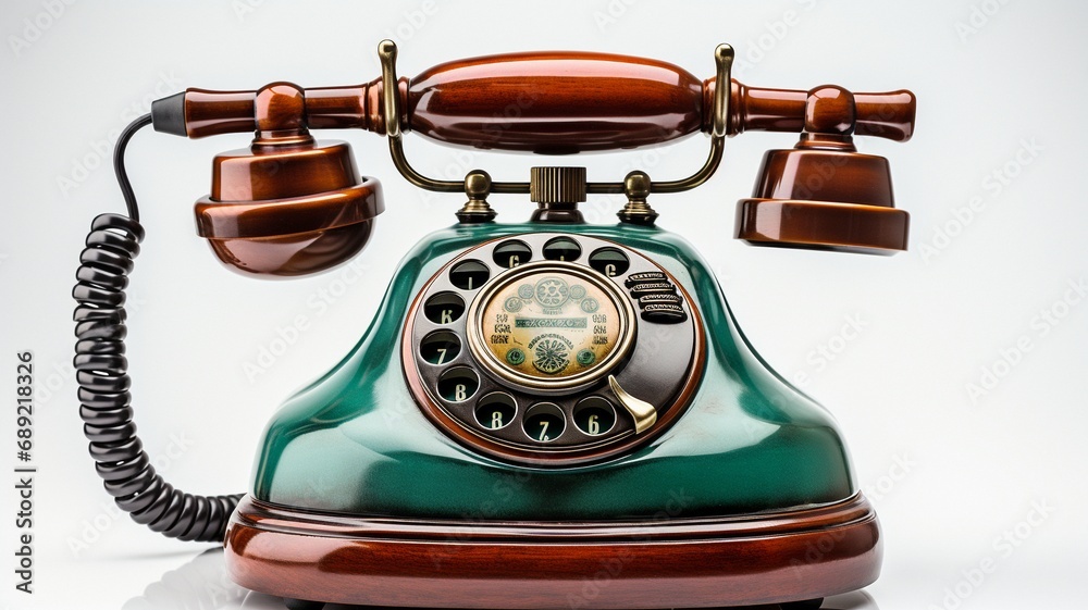 old-fashioned phone handset isolated on a white backdrop with space for copy . old-fashioned phone handset isolated on a white backdrop with space for copy .