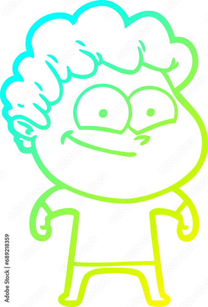 cold gradient line drawing of a cartoon happy man cold gradient line drawing of a cartoon happy man