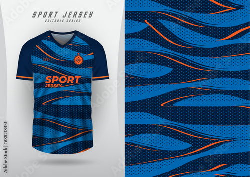 Background, sublimation style, outdoor sports, jersey, football, futsal, running, racing, exercise, pattern, wind wave, navy and blue.
