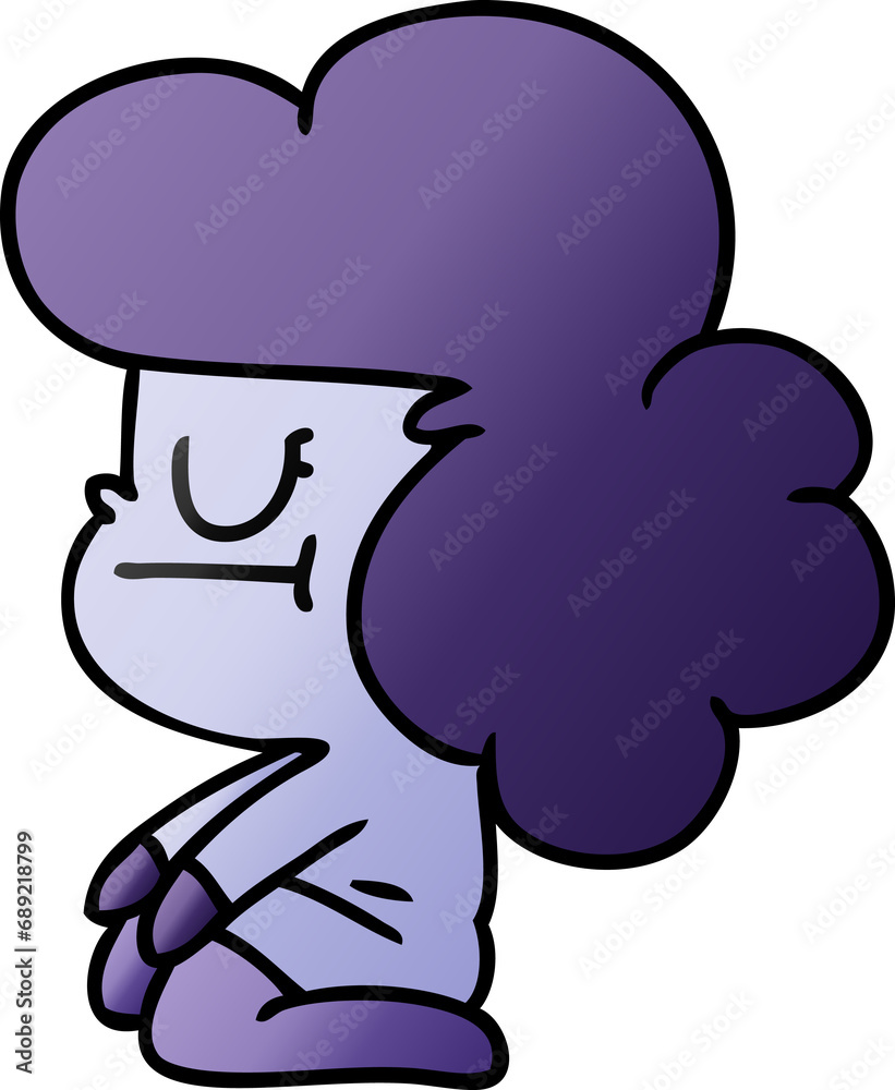 Fototapeta premium freehand drawn gradient cartoon of a kawaii alien girl