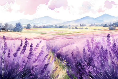 Summer field flower blue nature france countryside lavender background provence purple landscape rural colorful