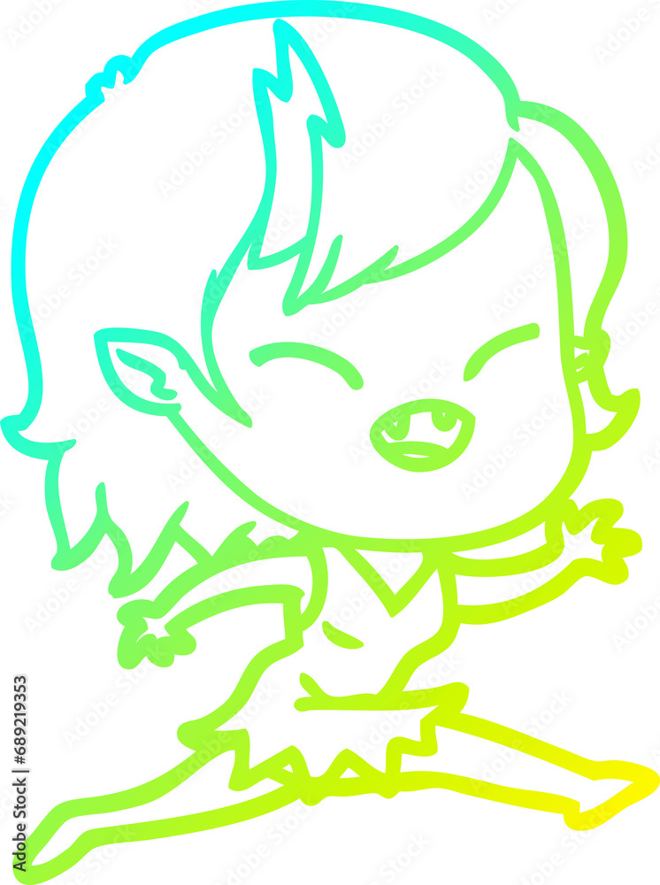 cold gradient line drawing of a cartoon laughing vampire girl running cold gradient line drawing of a cartoon laughing vampire girl running