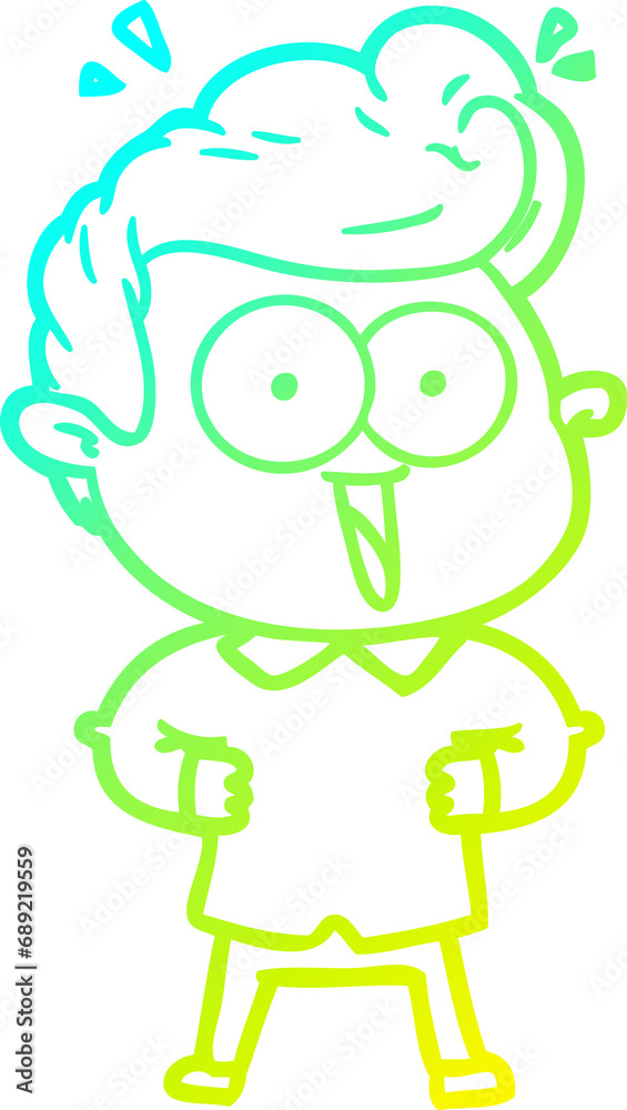 cold gradient line drawing of a cartoon excited man cold gradient line drawing of a cartoon excited man