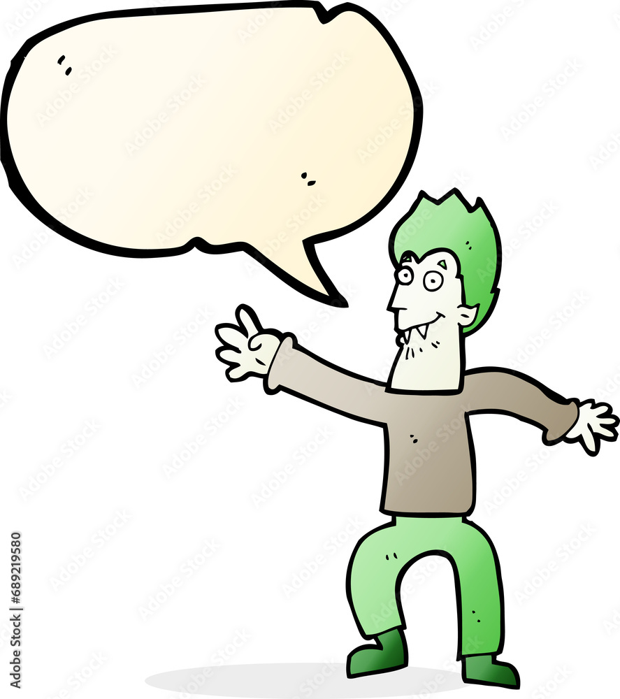 Fototapeta premium cartoon vampire with speech bubble