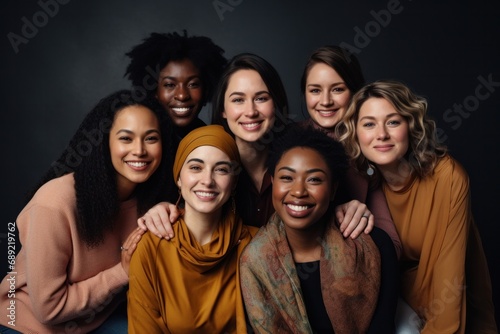 Group of friends of different ethnicities gathered in a studio, promoting diversity and inclusion