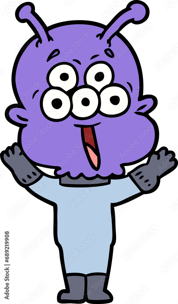 Obraz premium happy cartoon alien