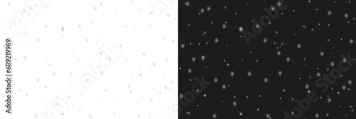 Heavy snowfall, falling snow isolated, snowfall light bokeh, blizzard falling, snow flakes in different shapes, frosty close-up wintry snowflakes on transparent background photo