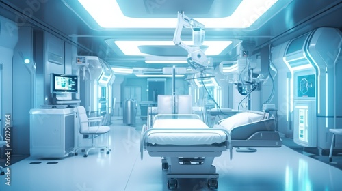 High-tech hospital ward with robotic equipment