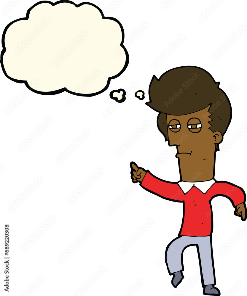 cartoon man accusing with thought bubble cartoon man accusing with thought bubble
