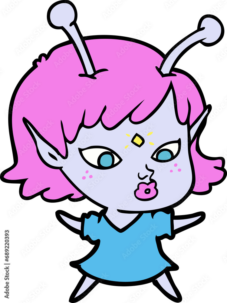 pretty cartoon alien girl