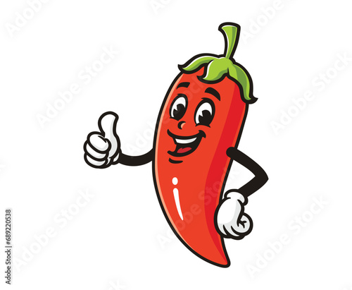 chili with thumbs up cartoon mascot illustration character vector clip art