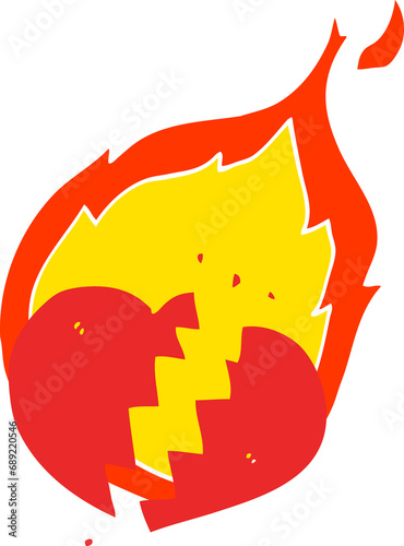 flat color style cartoon flaming heart