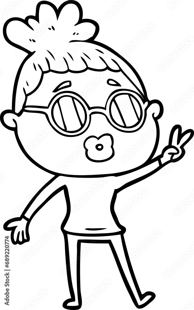 cartoon woman making peace sign cartoon woman making peace sign
