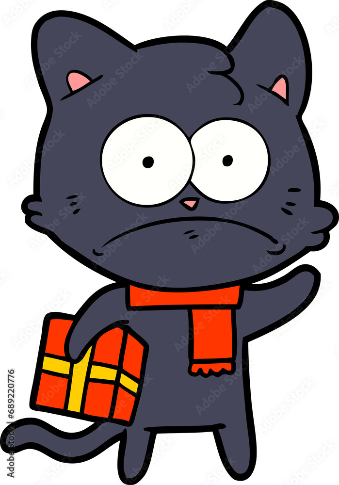 cartoon nervous cat