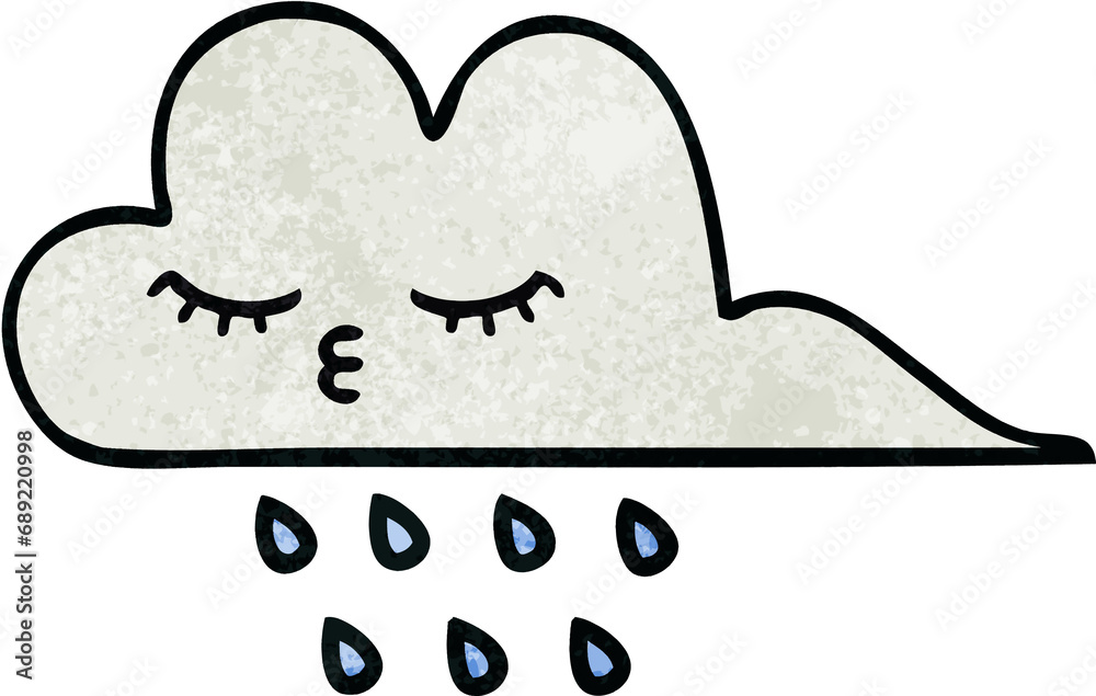 retro grunge texture cartoon of a rain cloud retro grunge texture cartoon of a rain cloud