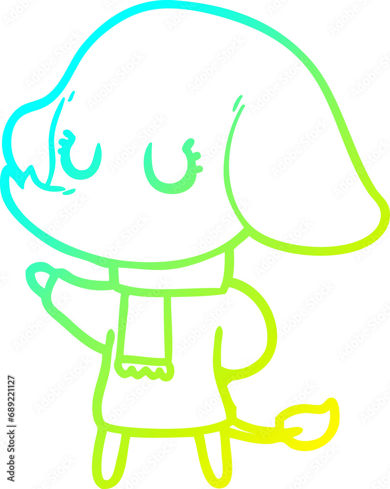 cold gradient line drawing of a cute cartoon elephant cold gradient line drawing of a cute cartoon elephant