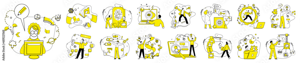 Creative process vector illustration. Development and change intertwine, sculpting landscape creative method The creative process concept thrives on symbiotic dance idea and solution