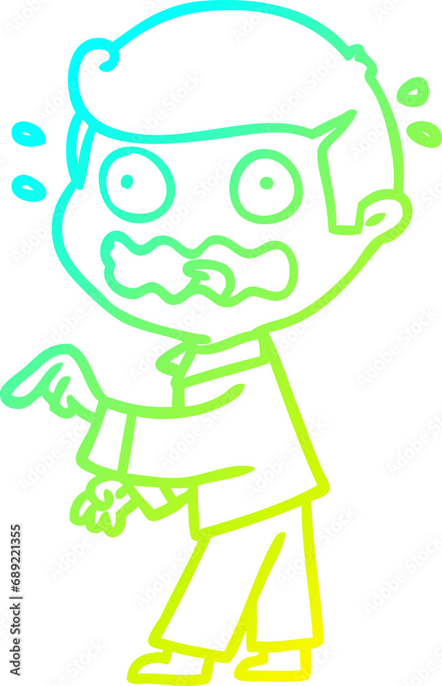 cold gradient line drawing of a cartoon stressed out pointing cold gradient line drawing of a cartoon stressed out pointing