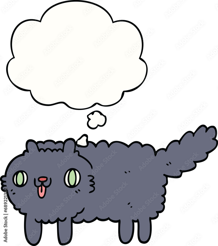 Obraz premium cartoon cat with thought bubble