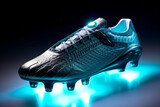 Futuristic soccer cleats with metallic design and LED lights for speed and high-tech precision