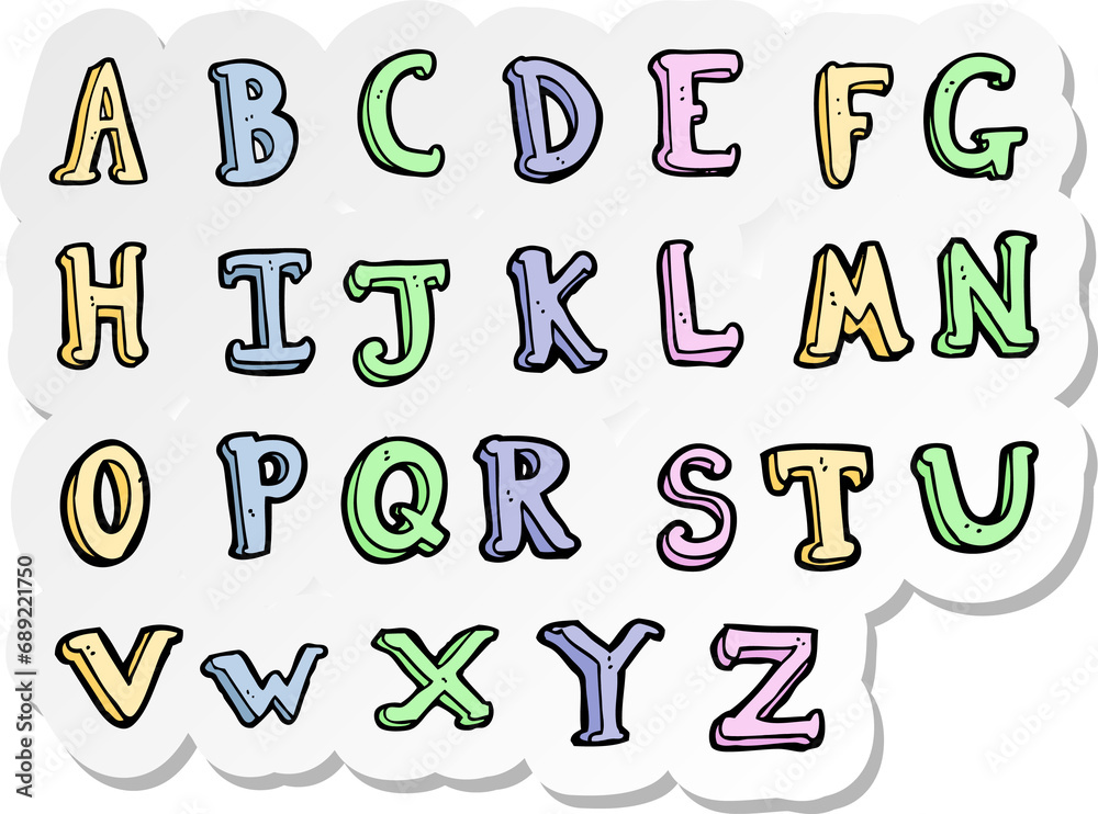 sticker of a cartoon alphabet sticker of a cartoon alphabet
