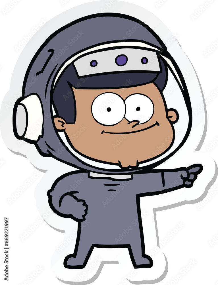 sticker of a happy astronaut cartoon