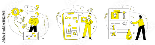 Creative process vector illustration. Imagination propels creative method, crafting nonstandard masterpieces Intelligence and intellect navigate labyrinth evolving creative process