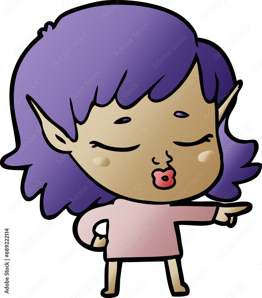 pretty cartoon elf girl pointing pretty cartoon elf girl pointing