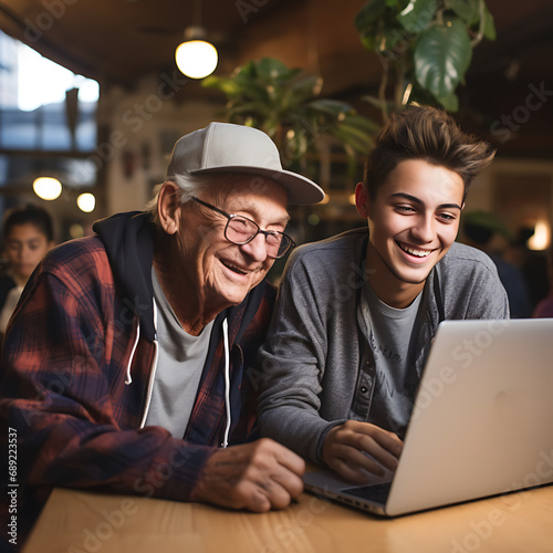 Senior Citizen Learning to Use Laptop