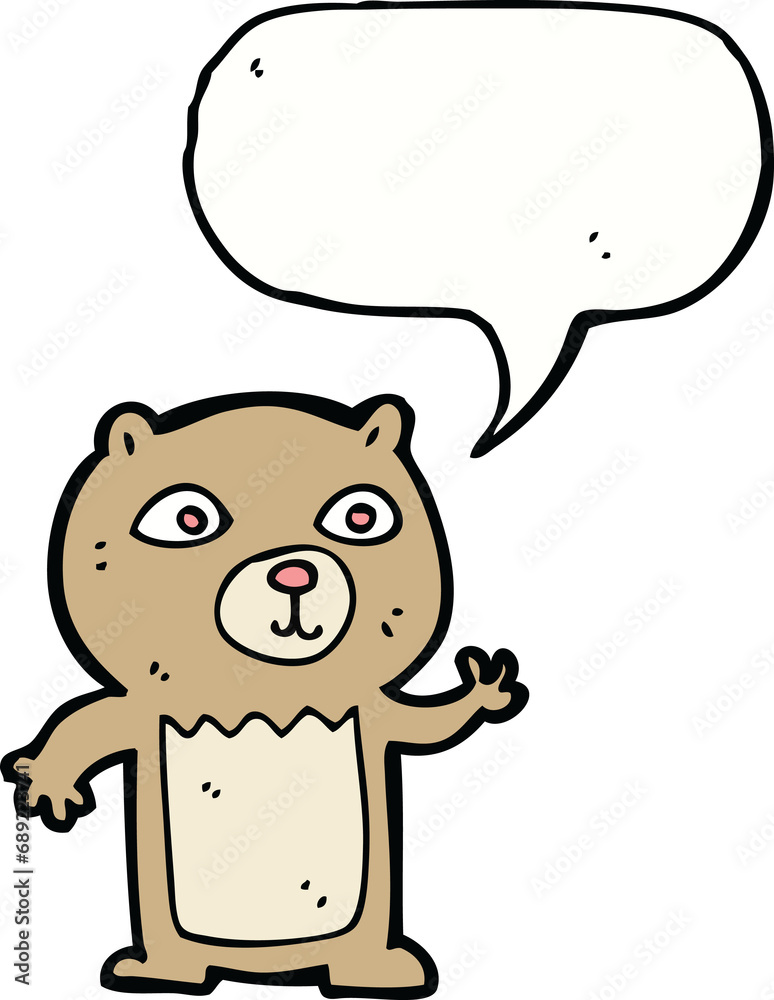 cartoon waving teddy bear with speech bubble cartoon waving teddy bear with speech bubble