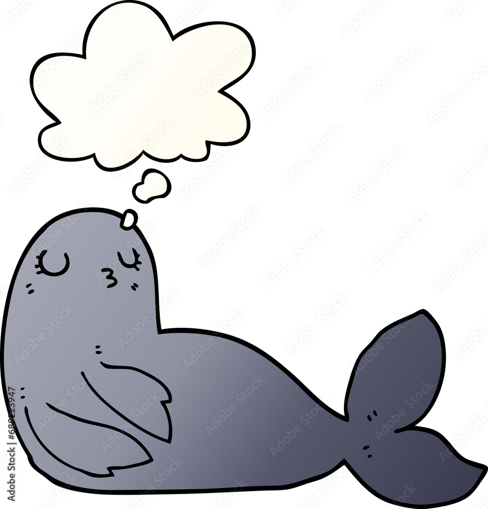 cartoon seal with thought bubble in smooth gradient style cartoon seal with thought bubble in smooth gradient style