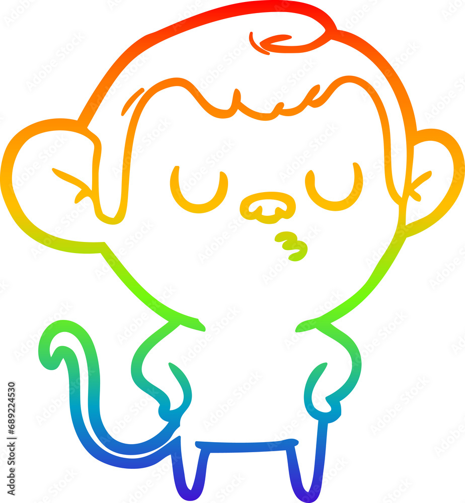 rainbow gradient line drawing of a cartoon monkey rainbow gradient line drawing of a cartoon monkey