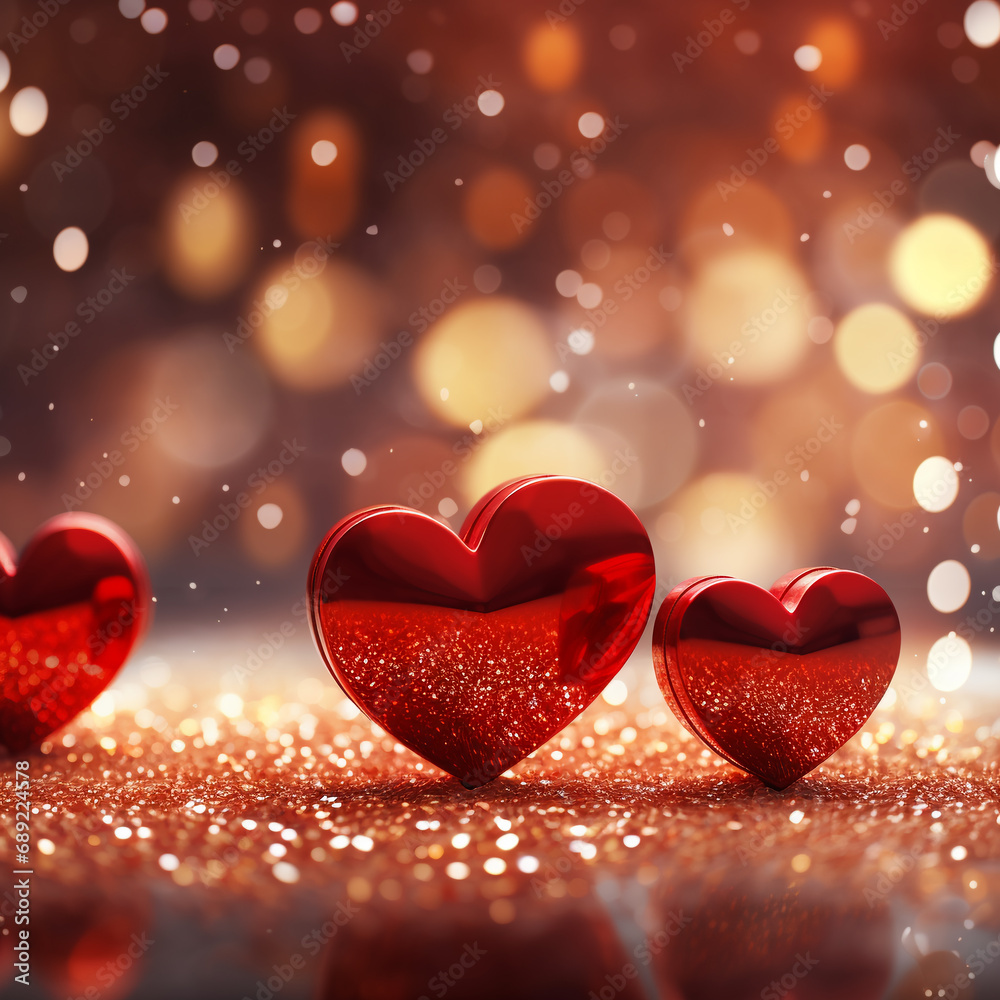 modern design, red romantic 3D hearts on a festive bokeh background, banner, poster for an event, wedding, Valentine's Day, birthday, symbol of love and fidelity. modern design, red romantic 3D hearts on a festive bokeh background, banner, poster for an event, wedding, Valentine's Day, birthday, symbol of love and fidelity.