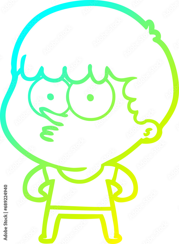 cold gradient line drawing of a cartoon curious boy cold gradient line drawing of a cartoon curious boy