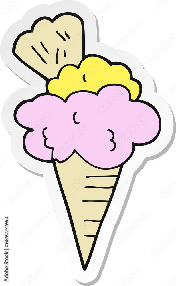 sticker of a cartoon ice cream sticker of a cartoon ice cream